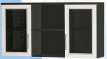 Антресоль большая с двумя стеклодверями ДЛЯ ГОСТИНОЙ АБС-2 Венге/Дуб выбеленный в Краснокаменске - krasnokamensk.mebel54.com | фото