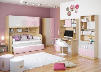 Детская комната Грэйси (Розовый/Серый/корпус Клен) в Краснокаменске - krasnokamensk.mebel54.com | фото