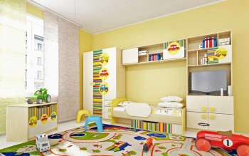 Детская комната Клаксон (Бежевый/корпус Клен) в Краснокаменске - krasnokamensk.mebel54.com | фото
