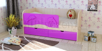 Друзья Кровать детская 2 ящика 1.6 Фиолетовый глянец в Краснокаменске - krasnokamensk.mebel54.com | фото