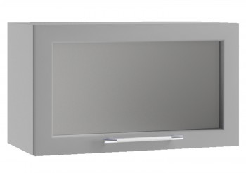 Гарда ПГС 600 шкаф верхний горизонтальный со стеклом (Серый Эмалит/корпус Серый) в Краснокаменске - krasnokamensk.mebel54.com | фото