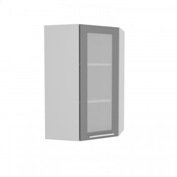 Гарда ВПУС 550 шкаф верхний угловой со стеклом высокий (Серый Эмалит/корпус Серый) в Краснокаменске - krasnokamensk.mebel54.com | фото