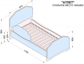 Кровать 160 Атлет 29 Синий (мягкий бортик) в Краснокаменске - krasnokamensk.mebel54.com | фото