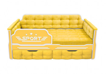 Кровать 160 серии Спорт 2 ящика 74 Жёлтый (мягкие боковые накладки) в Краснокаменске - krasnokamensk.mebel54.com | фото