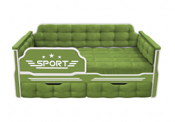 Кровать 160 серии Спорт 2 ящика 76 Зелёный (мягкие боковые накладки) в Краснокаменске - krasnokamensk.mebel54.com | фото