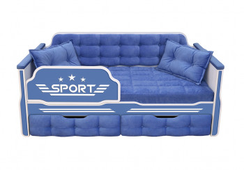Кровать 160 серии Спорт 2 ящика 85 Синий (подушки) в Краснокаменске - krasnokamensk.mebel54.com | фото