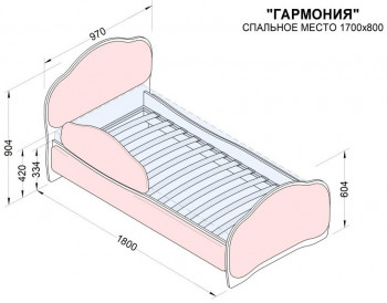 Кровать 170 Гармония 31 Светло-сиреневый (мягкий бортик) в Краснокаменске - krasnokamensk.mebel54.com | фото