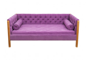 Кровать 180 серии Леди  32 Фиолетовый (подушка валик) в Краснокаменске - krasnokamensk.mebel54.com | фото
