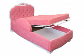Кровать 190 Гармония Lux 36 Розовый (мягкий бортик) в Краснокаменске - krasnokamensk.mebel54.com | фото