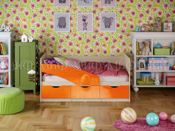 Кровать Бабочки 1,6м (Оранжевый металлик) в Краснокаменске - krasnokamensk.mebel54.com | фото