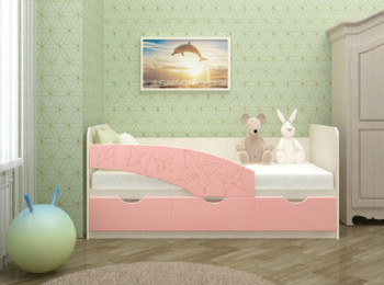 Кровать Бабочки 1,6м (Розовый металлик) в Краснокаменске - krasnokamensk.mebel54.com | фото