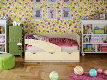 Кровать Бабочки 1,6м (Ваниль матовый) в Краснокаменске - krasnokamensk.mebel54.com | фото