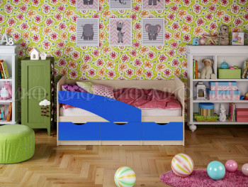 Кровать Бабочки 1,8м (Синий матовый) в Краснокаменске - krasnokamensk.mebel54.com | фото