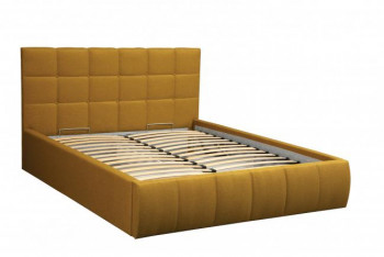 Кровать "Диана" ш. 1400 (Н=1010мм) (жаккард горчица) в Краснокаменске - krasnokamensk.mebel54.com | фото
