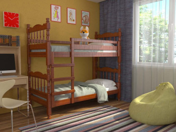 Кровать двухъярусная Соня из массива сосны 800*1890 Орех в Краснокаменске - krasnokamensk.mebel54.com | фото