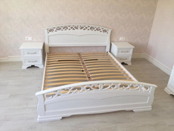 Кровать Грация-1 из массива сосны 1600*2000 Белый античный в Краснокаменске - krasnokamensk.mebel54.com | фото