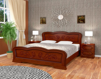 Кровать Карина-8 из массива сосны 1600*2000 Орех в Краснокаменске - krasnokamensk.mebel54.com | фото
