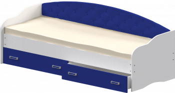 Кровать Софа-7 с мягкой спинкой (800х1900) Белый/Синий в Краснокаменске - krasnokamensk.mebel54.com | фото
