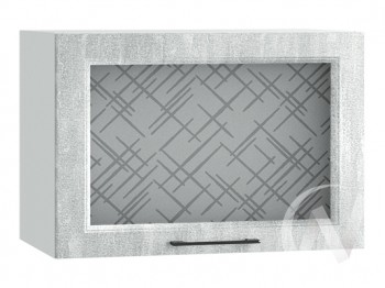 Либерти Шкаф верхний горизонтальный со стеклом ШВГС 609 (Холст грей/корпус белый) в Краснокаменске - krasnokamensk.mebel54.com | фото
