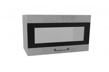 Лофт ПГСФ 600 шкаф верхний горизонтальный со стеклом и фотопечатью (Бетон светлый/корпус Серый) в Краснокаменске - krasnokamensk.mebel54.com | фото
