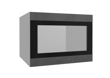 Лофт ВПГСФ 600 шкаф верхний горизонтальный со стеклом высокий с фотопечатью (Бетон темный/корпус Серый) в Краснокаменске - krasnokamensk.mebel54.com | фото