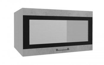 Лофт ВПГСФ 800 шкаф верхний горизонтальный со стеклом высокий с фотопечатью (Бетон светлый/корпус Серый) в Краснокаменске - krasnokamensk.mebel54.com | фото