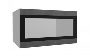 Лофт ВПГСФ 800 шкаф верхний горизонтальный со стеклом высокий с фотопечатью (Бетон темный/корпус Серый) в Краснокаменске - krasnokamensk.mebel54.com | фото