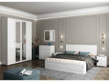 Модульная спальня Барселона (Белый/Белый глянец) в Краснокаменске - krasnokamensk.mebel54.com | фото
