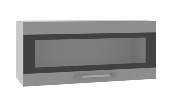 Норд ШВГС 800 Шкаф верхний горизонтальный со стеклом (Софт черный/корпус Белый) в Краснокаменске - krasnokamensk.mebel54.com | фото