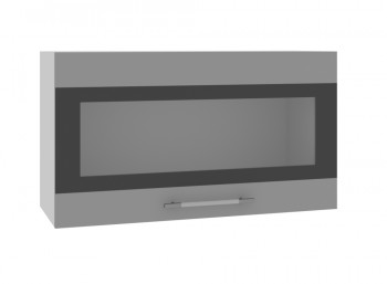 Ройс ВПГСФ 800 Шкаф верхний горизонтальный со стеклом с фотопечатью высокий (Белый софт/корпус Серый) в Краснокаменске - krasnokamensk.mebel54.com | фото