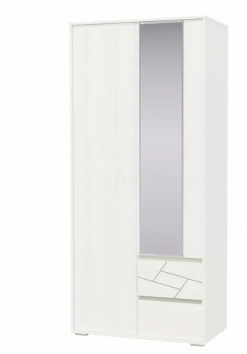 Шкаф 2-х дверный с ящиками Аделина 1000 Рамух белый в Краснокаменске - krasnokamensk.mebel54.com | фото