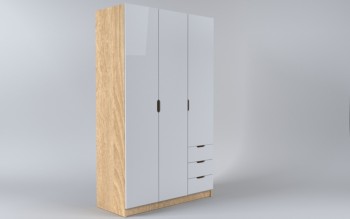 Шкаф 3-х створчатый с ящиками Лофт (Белый/корпус Дуб Сонома) в Краснокаменске - krasnokamensk.mebel54.com | фото