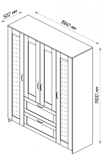 Шкаф четырехдверный Сириус с 1 зеркалом и 2 ящиками белый в Краснокаменске - krasnokamensk.mebel54.com | фото