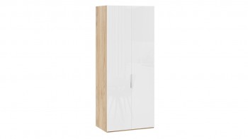 Шкаф для одежды с 2 глухими дверями «Эмбер» Яблоня Беллуно/Белый глянец в Краснокаменске - krasnokamensk.mebel54.com | фото