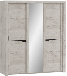 Шкаф трехдверный Соренто с раздвижными дверями Дуб бонифаций/Кофе структурный матовый в Краснокаменске - krasnokamensk.mebel54.com | фото