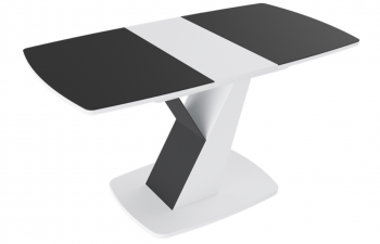 Стол обеденный «Гарда» Тип 1 (Белый/Стекло матовое черный графит) в Краснокаменске - krasnokamensk.mebel54.com | фото