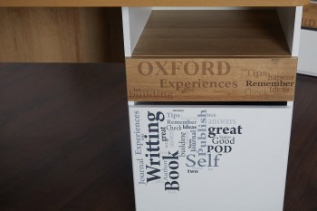Стол с ящиками «Оксфорд» (Ривьера/Белый с рисунком) в Краснокаменске - krasnokamensk.mebel54.com | фото